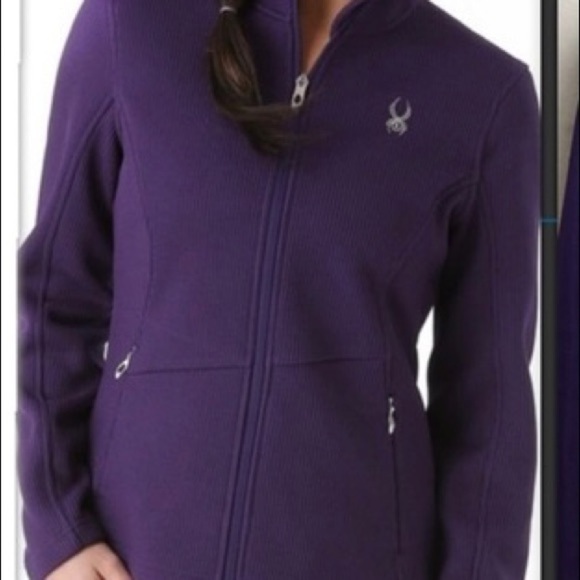 Spyder Core Purple Tonal Strike Full Zip Up Knit Fleece Lined Pockets Jacket - Picture 1 of 9